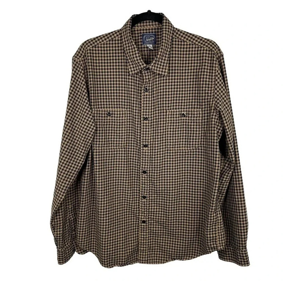 JCrew‎ Mens XL Slim Tan Plaid long Sleeve button up  Shirt H1764 - Picture 1 of 8
